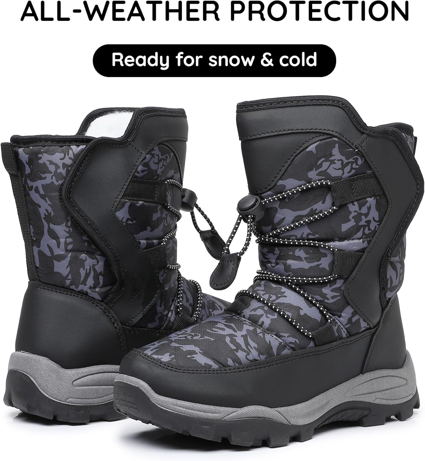 Apakowa Kids Boys Girls Cold Weather Water Resistant Winter Snow Boots (Toddler/Little Kid/Big Kid)