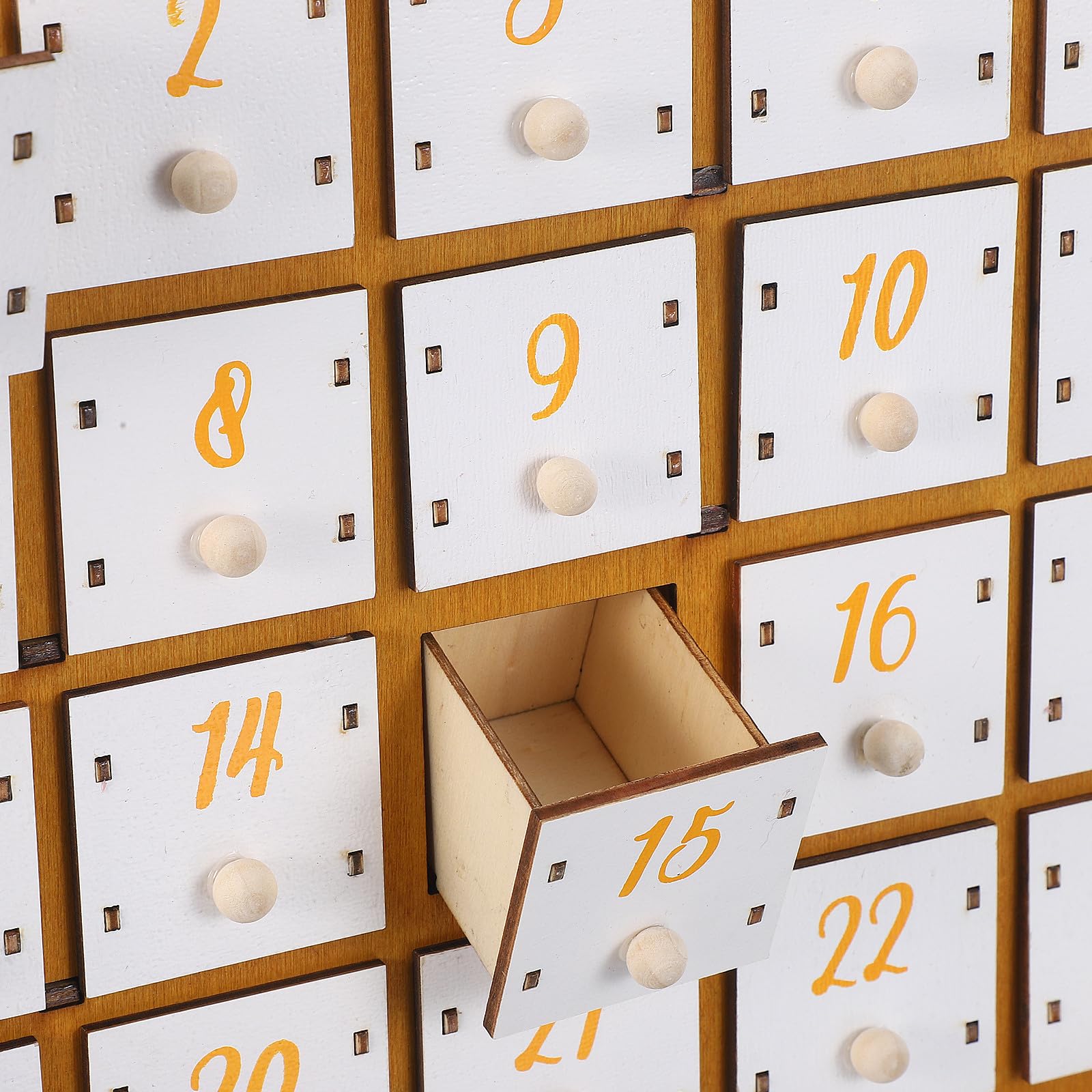 TOYANDONA Calendrier de l'Avent en Bois en Forme de château pour Le Ramadan, avec lumières LED - Calendrier de l'Avent Musulman avec tiroirs, Organisateur de Table pour la décoration des