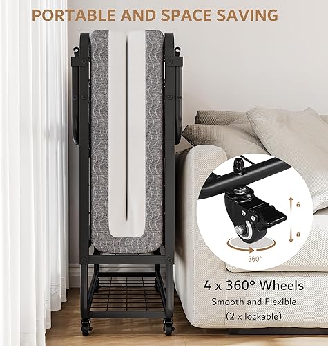 Miniatura 5 de iPormis Cama plegable con colchón, cama plegable individual de 76 x 38 pulgadas con bolsillo lateral y estante de almacenamiento, camas plegables