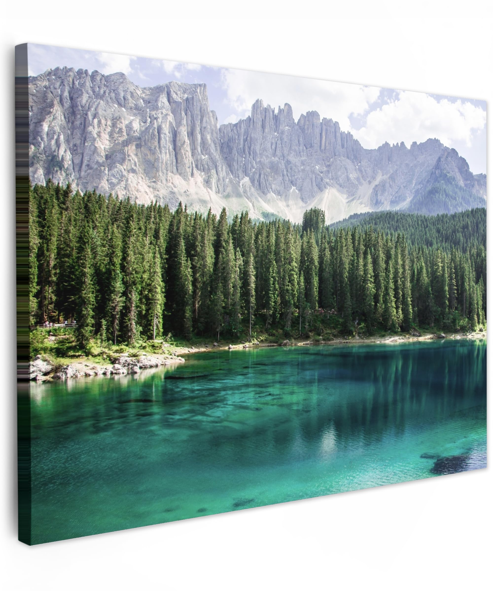 MuchoWow© Canvas Wall Art 31"x24" / 80x60 cm Decor Paintings Prints framed on Canvas Decorations Wallart Mountain - Trees - Water