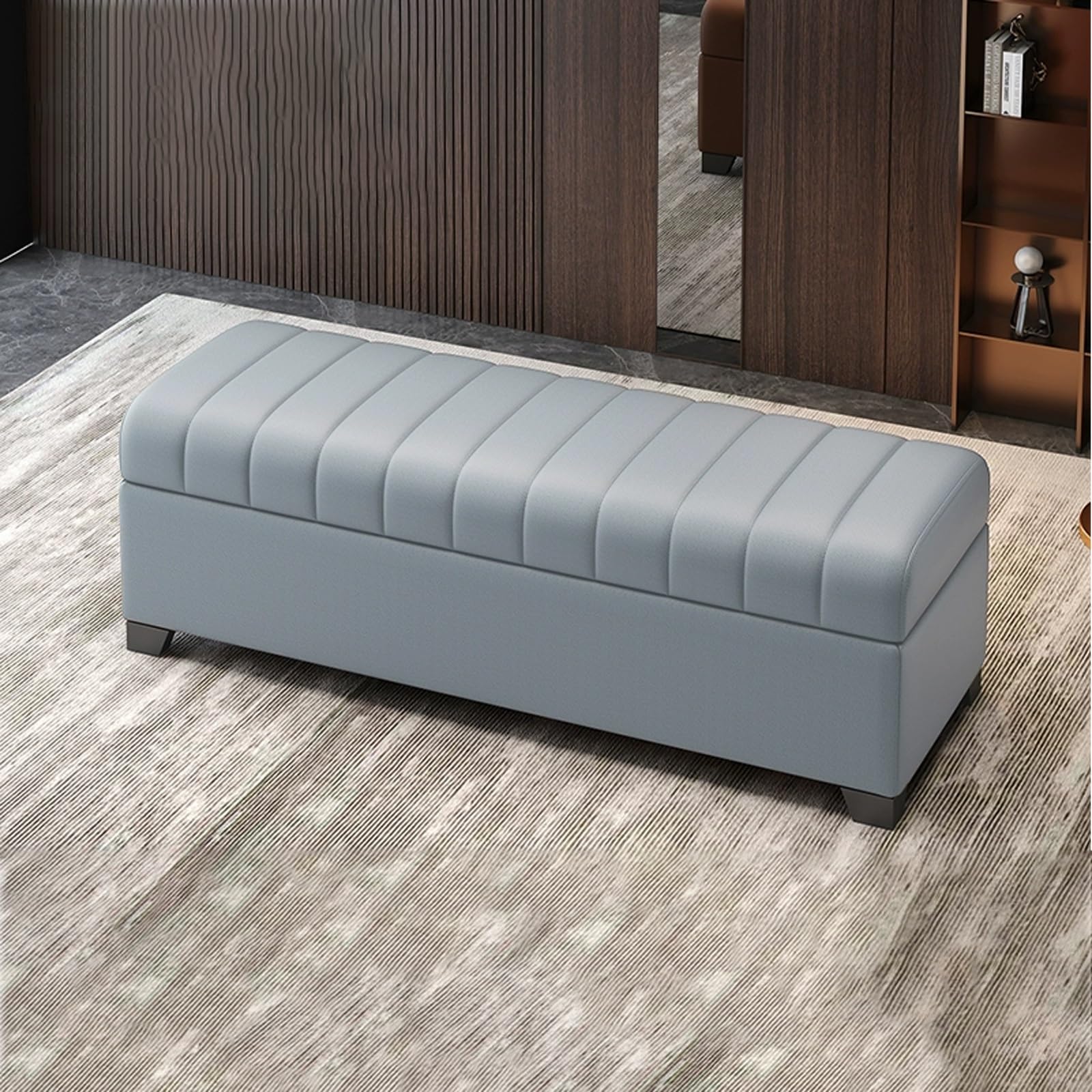 Banc à chaussures en cuir au bout de lit pour sublimer votre chambre à coucher