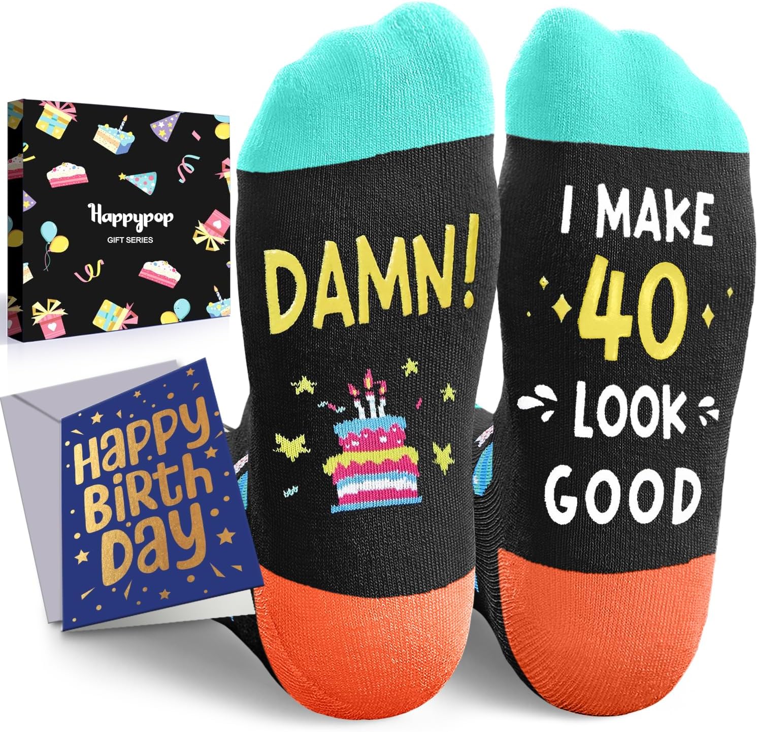 HAPPYPOP Birthday Gifts for Men Women - Socks for 35-60 Year Old, Bday Gifts with Card