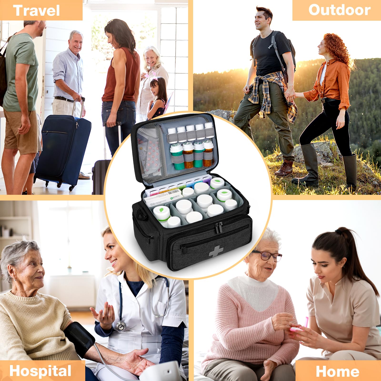Eurhomewit Sac Médical de Premiers Secours avec Bandoulière pour Infirmière et Médecins - Visites à Domicile, Soins de Santé, Hospice et Voyage