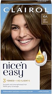 Nice'n Easy Permanent Hair Dye, 6A Light Ash Brown Hair Color, Pack of 1