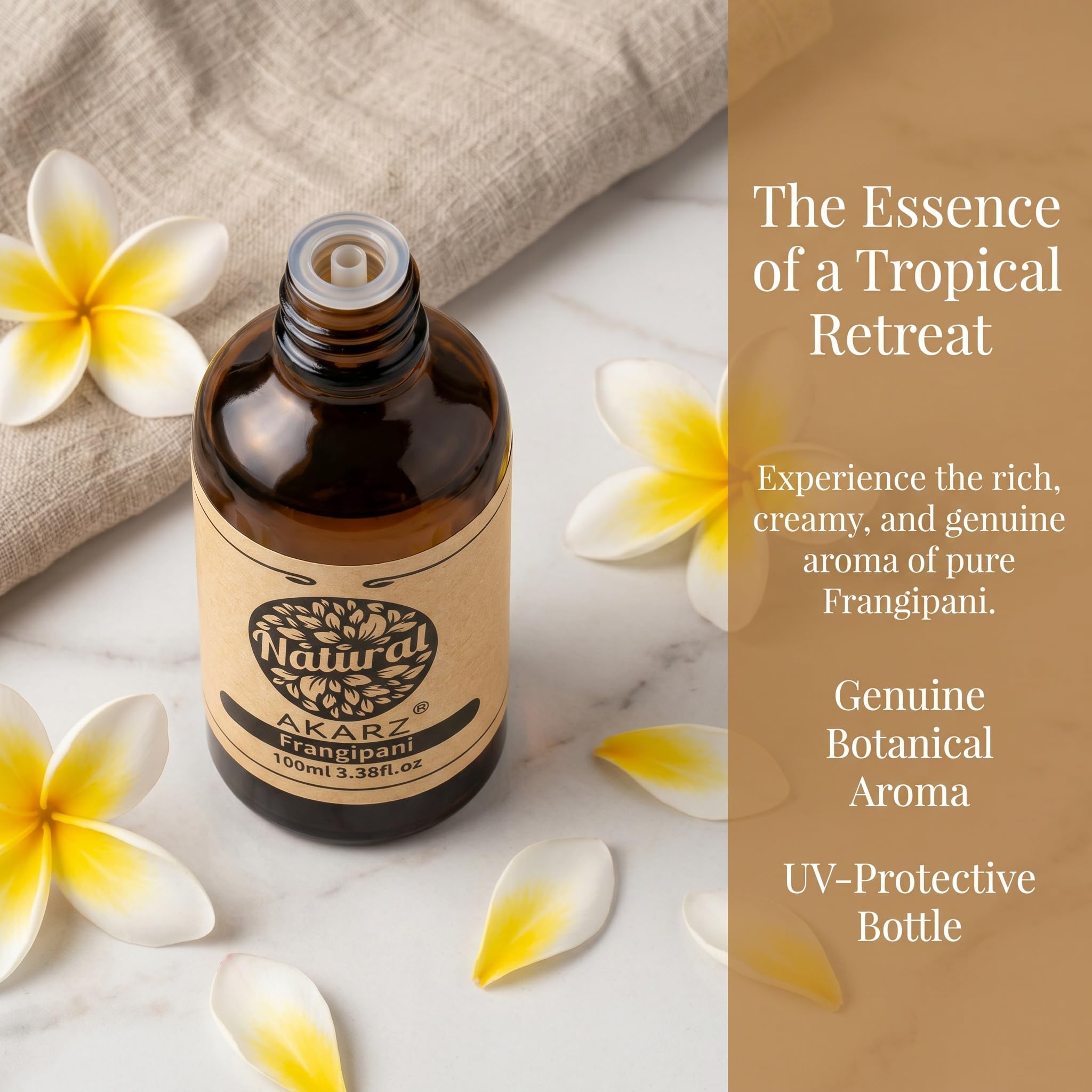 AKARZ 100ml Olejek esencjny z Frangipani - Naturalny olejek aromatyczny do dyfuzorów, lamp aromatycznych i aromatów pomieszczeń