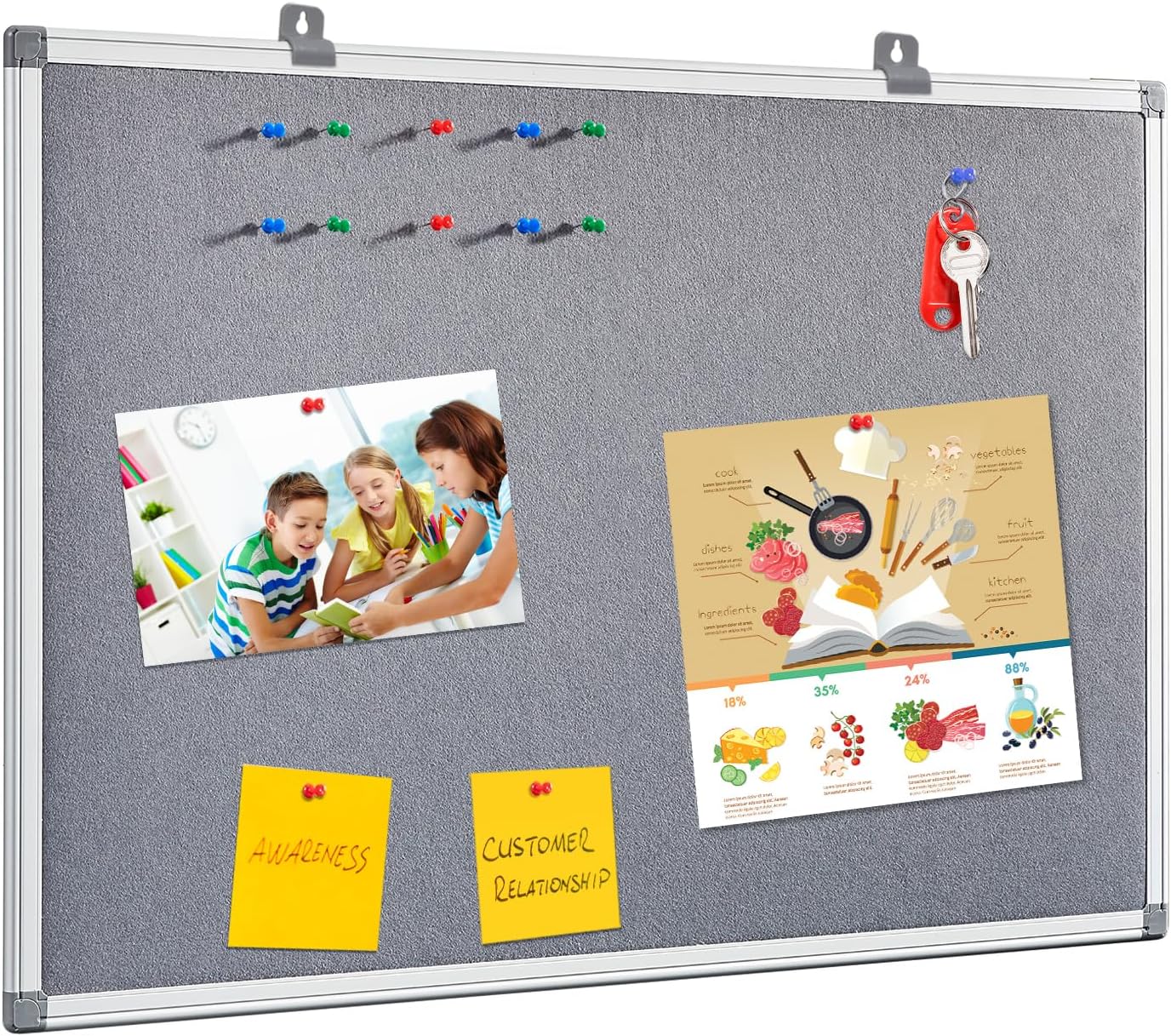 MAKELLO Felt Notice Board, Pin Board for Home Office School Bedroom