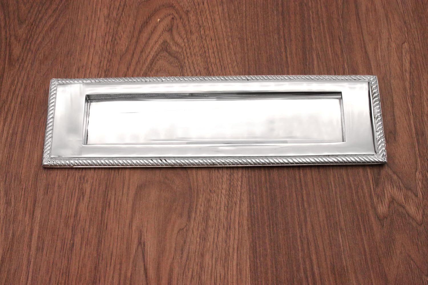 Infinity Decor Polished Chrome Georgian Style Solid Brass Letter Postal Plate with Heavy Sprung Mechanism - for Exterior Front Doors