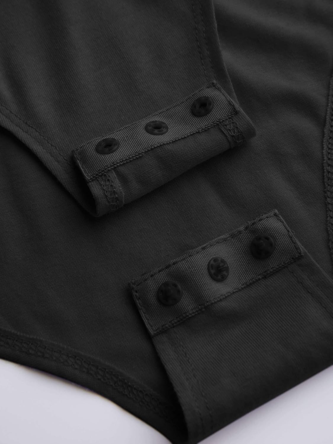 CIDER Collar Solid Button Long Sleeve Blouse Bodysuit - Image 3