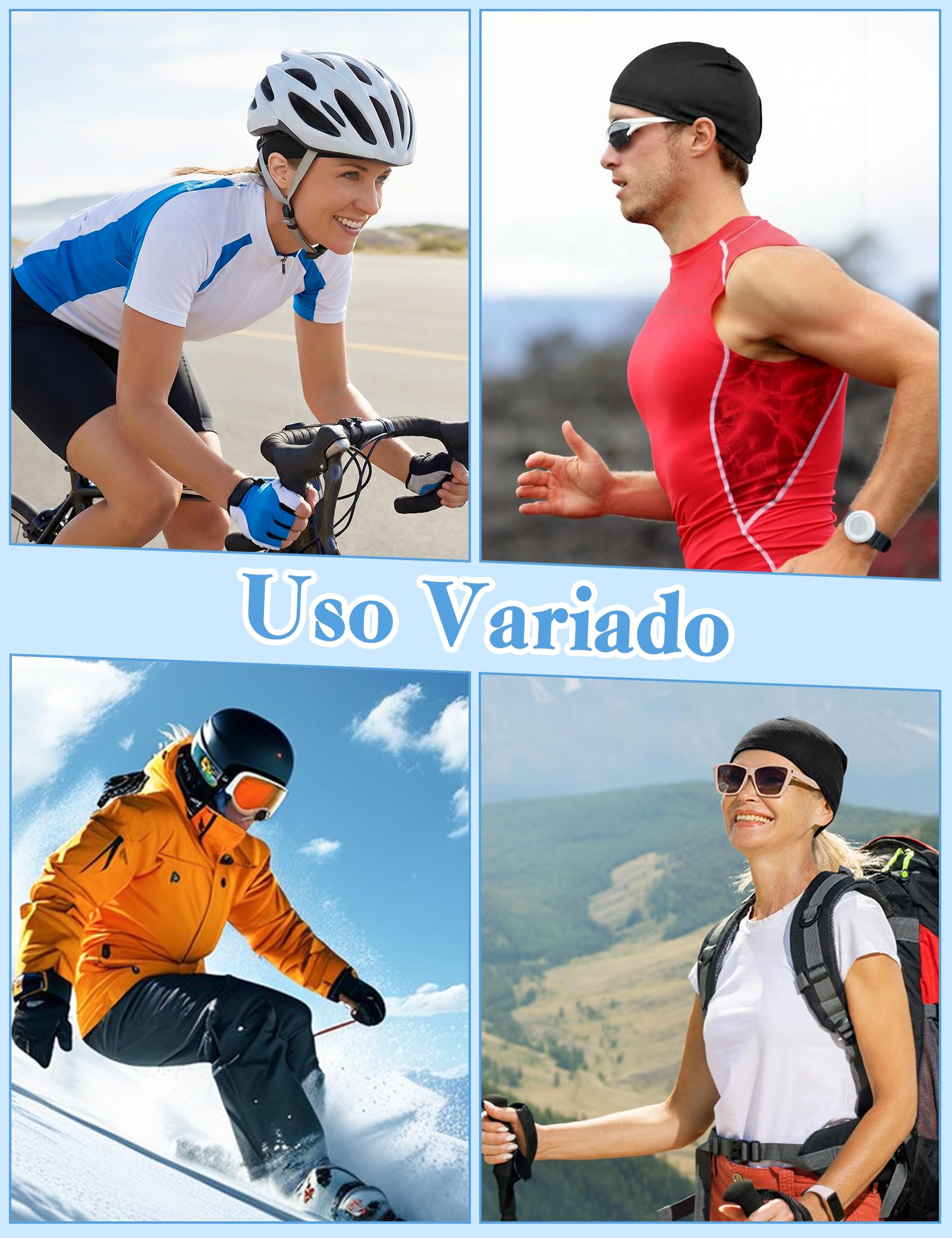 Becellen 2 Piezas Gorros Ciclismo Bajo Casco Verano, Sotocasco Bici Verano Running Forro de Casco Skull Cap Transpirable Multifuncional para Mujer Deporte y Uso Diario
