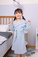 Vista 5 de Bata de baño de algodón orgánico para niños pequeños, bata de bebé suave y transpirable para niños, bata con capucha de muselina para niños y niñas