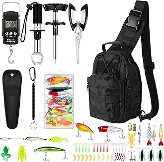 Sosation 134 Pcs Fishing Tool Fishing Tool and Equipment Gift for Adults, Hook Remover, Pliers Kit, Backpack Tackle Container with Tackle Included, Lures, Lip Gripper, Weigh Scale