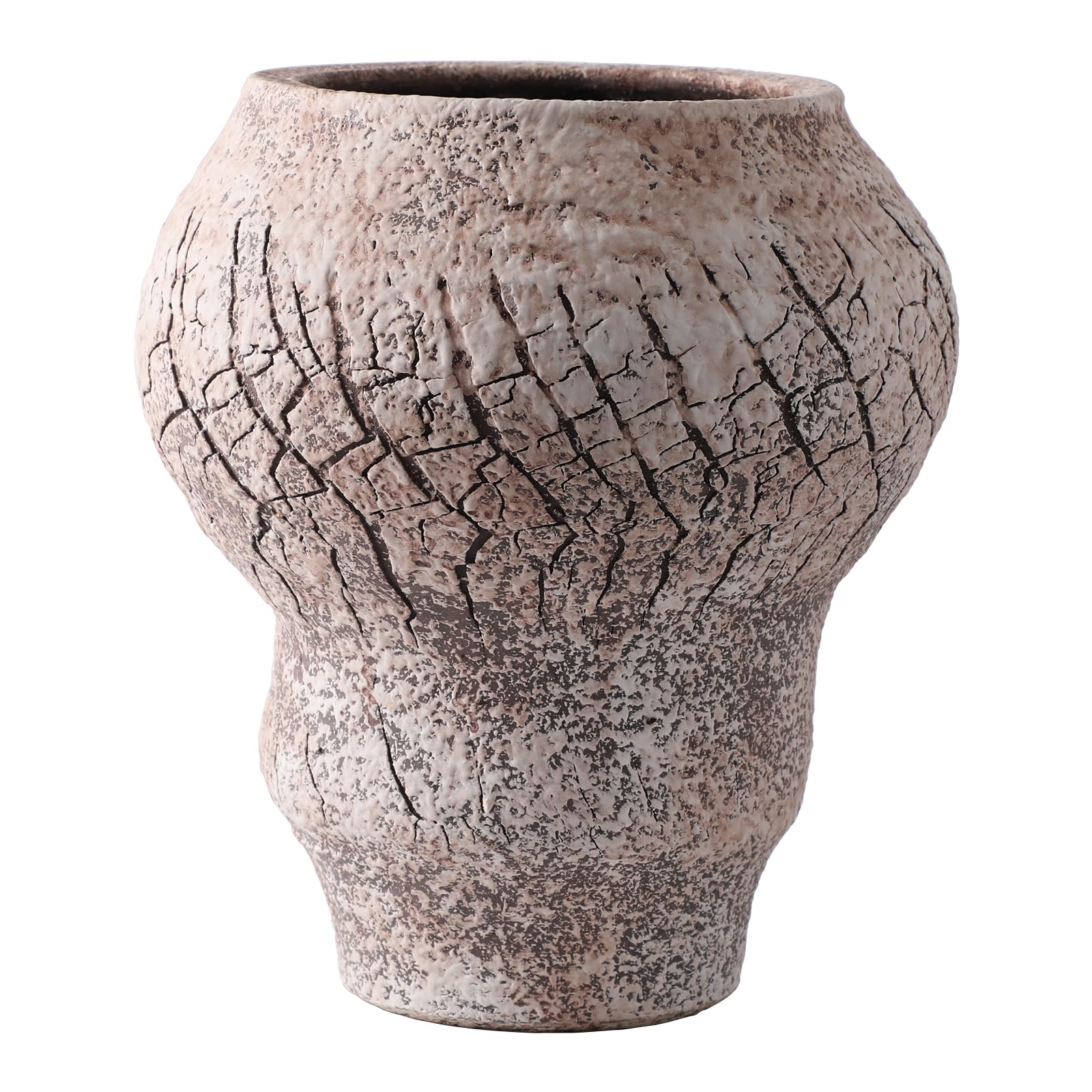 ALMA Unique Bubble Vintage Vase for Table Centerpiece, Large Ceramic Vase for Flowers Arrangement, Round Rustic Terracotta Vases for Dresser Decor,