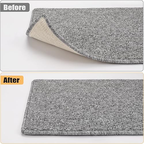 Miniatura 4 de PRECIHW Paquete de 12 agarradores para alfombras, cinta adhesiva reutilizable y lavable, agarre de alfombra para esquinas y lados, almohadillas