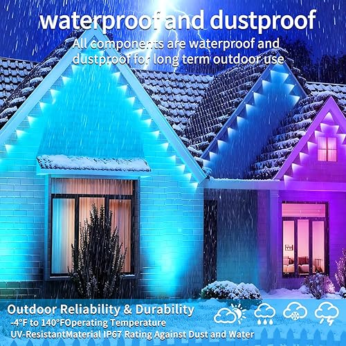 Miniatura 5 de Luces permanentes para exteriores de 200 pies para casa, impermeables, luces LED RGB inteligentes, luces permanentes para exteriores con
