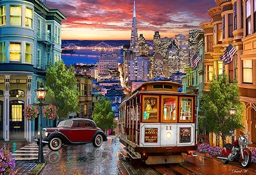 Vermont Christmas Company San Francisco - Rompecabezas de noche de 100 piezas, piezas grandes, perfecto para niños y personas mayores