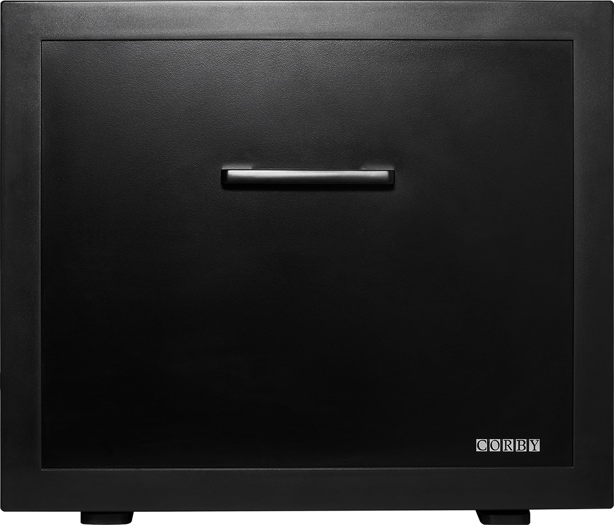 Corby Henley minibar à tiroir 45 L silencieux avec rangement réglable et éclairage LED, noir, prise britannique