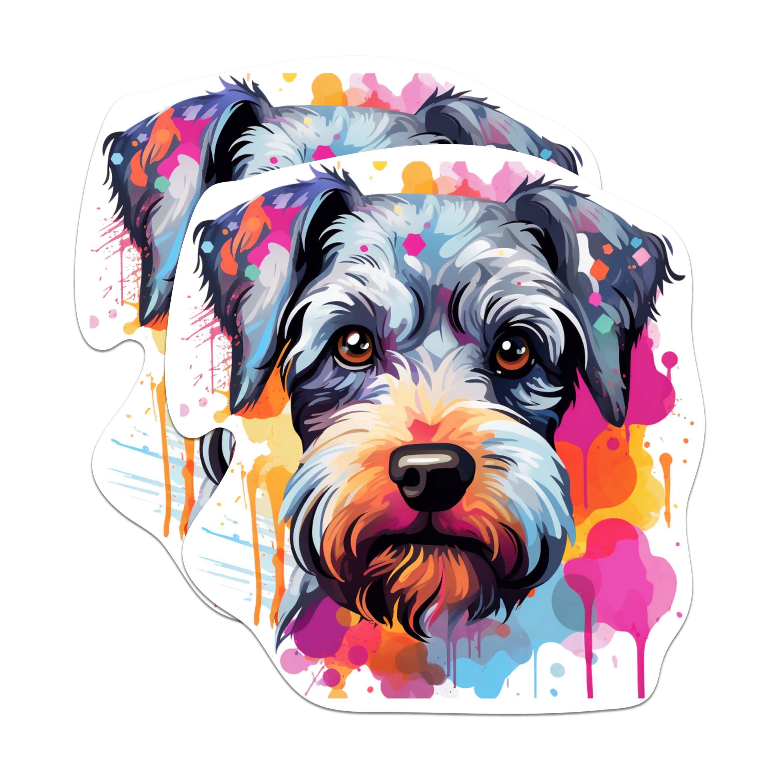 (2 Pack) Miniature Schnauzer Dog Breed Stickers - 5 Inches On Longest Side - Choose from Over 100 Dog Breeds - for Cars, Trucks, Skateboards, Laptops - Made in USA - BMCS1902