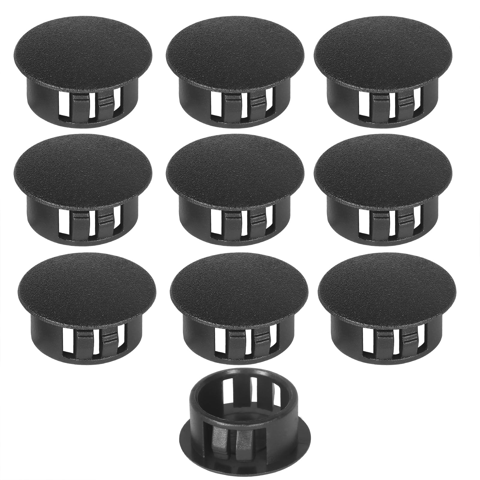 19mm Plastic Hole Plugs - Masendelk Snap-in End Caps - Black - 10pcs