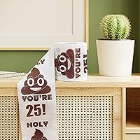 Vista 9 de Regalos de feliz cumpleaños 25, rollo de papel higiénico divertido de 3 capas, papel higiénico impreso Holy Poop You're 25, regalo de bromas
