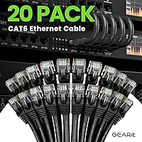 Vista 2 de Paquete de cables Ethernet Cat 6 GEARit - Paquete de 20 cables de conexión Ethernet Cat6 de 3 pies Cable de conexión de red RJ45, conectores
