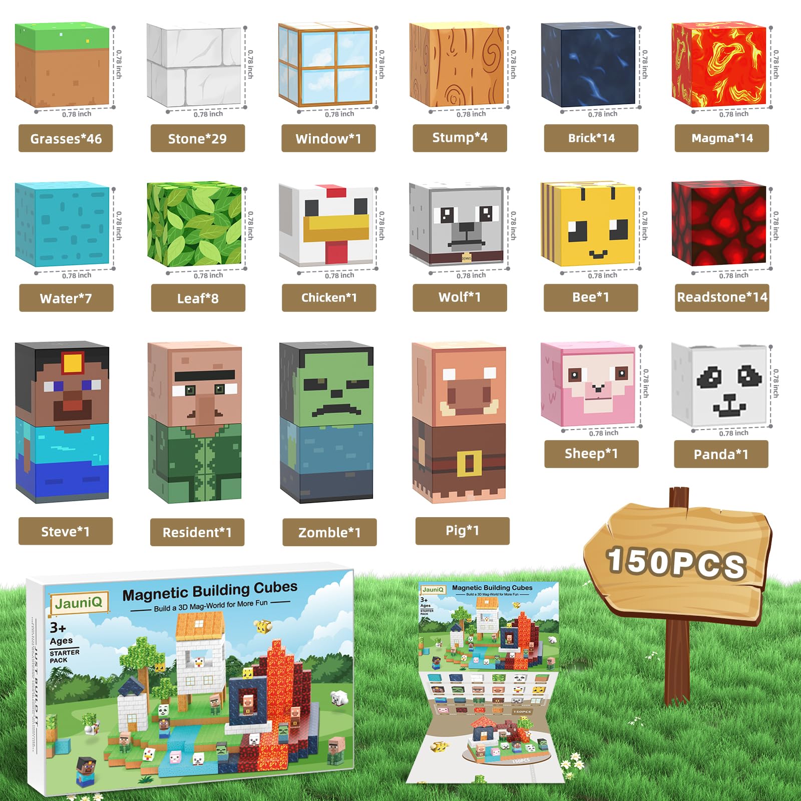 Blocchi da costruzione magnetici 150 pezzi Giocattoli magnetici sensoriali Regali di compleanno di Natale per bambini Ragazze di età 3 4 5 6 7 8 Un regalo di Pasqua Giocattolo creativo per bambini