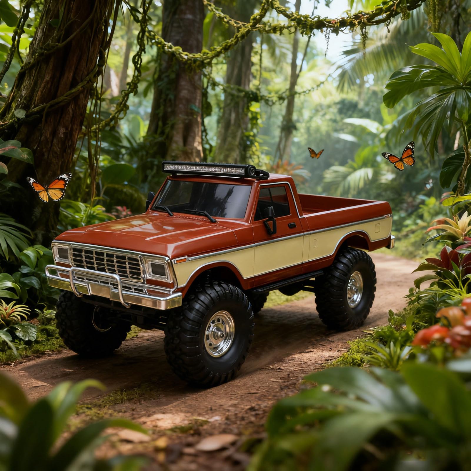 Dilwe Camión RC 1/16, Camioneta RC de Alta Velocidad 2.4G, Juguete de Camioneta de Carreras de Coches Todoterreno con Control Remoto con Luz para Niños (Brown)