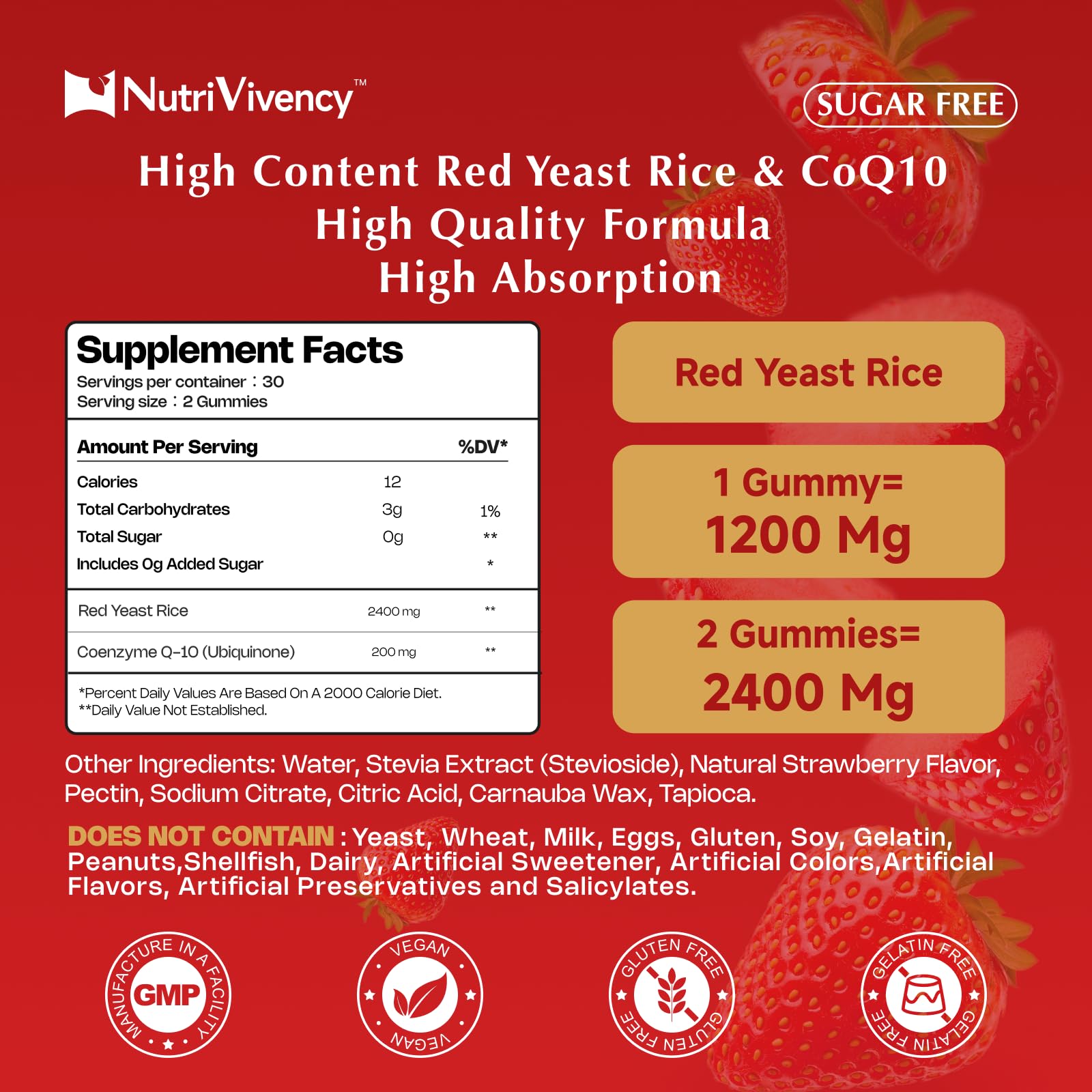 Red Yeast Rice with Coq10 Gummies, 60 Ct — Amazon image 2
