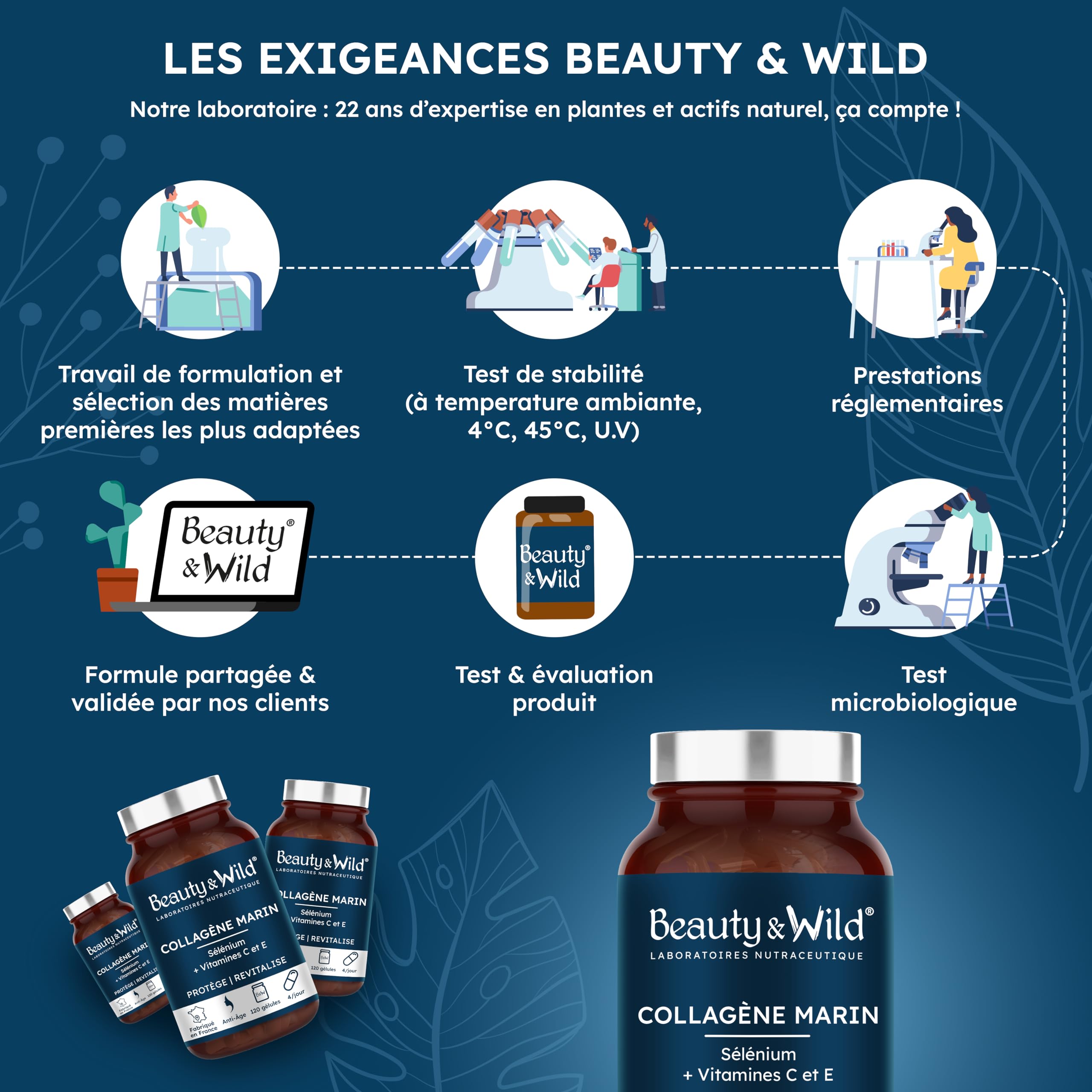 Collagène Marin Hydrolysé Naticol® Type 1 & 3 | Peau Élastique, Lisse & Hydratée | Cheveux Forts & Brillants | Articulations, Anti-Âge, Anti-Rides, Vitamine C, E & Sélénium,120 Gélules
