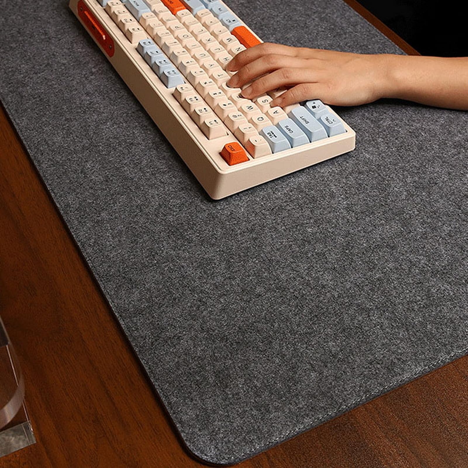 Lifup Schreibtischunterlage Filz, Rutschfester Schreibunterlage, Naturkork Multifunktionales Laptop Mauspad, Doppelseitige Office Desktopschutz für Büro und Zuhause Dunkelgrau 2 90 x 40 cm