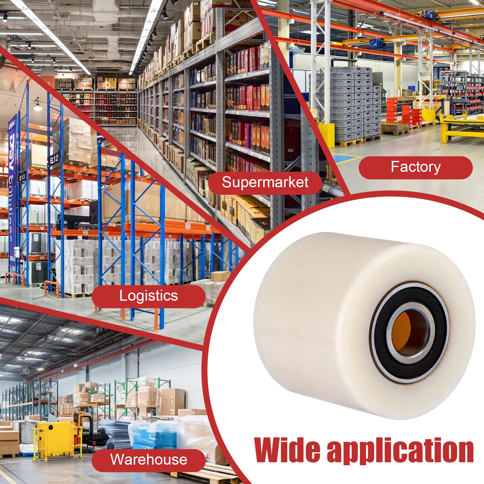 DAJAVE Lot de 4 roulettes de transpalette polyamide nylon 80 x 70 mm roue de transpalette en polyuréthane, avec roulement à billes pour transpalette, roulettes de rechange, charge maximale 1000 kg