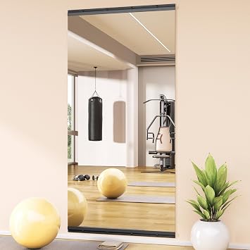 Hasipu 48"x30" Tempered Glass Home Gym Mirror, Frameless Wall Mounted Yoga Mirror, HD Clear Distortion-Free Full Body Mirrors for Fitness Workout Dance Garage