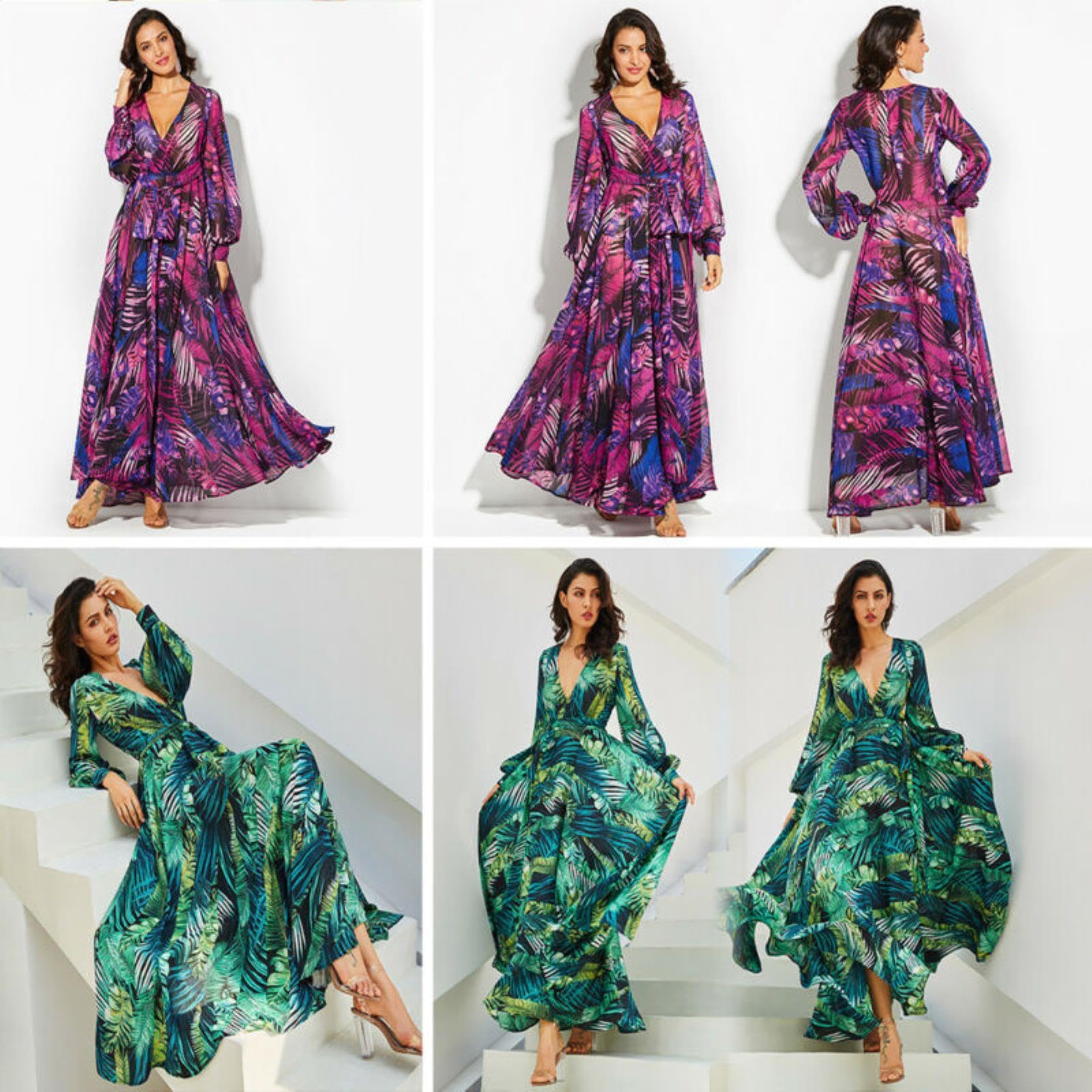 Abito da Donna Vintage Boho Abito da Sera Festa Autunno Inverno 2023 Abiti Eleganti a Maniche Lunghe Sexy Chic per Feste diurne e notturne