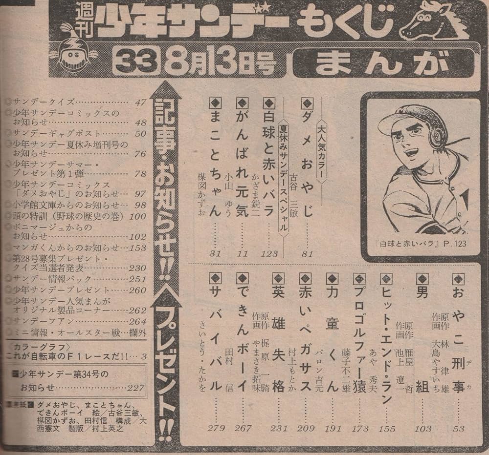 週刊少年サンデー 1978年8月13日 No.33 (通巻1047号) | 古谷
