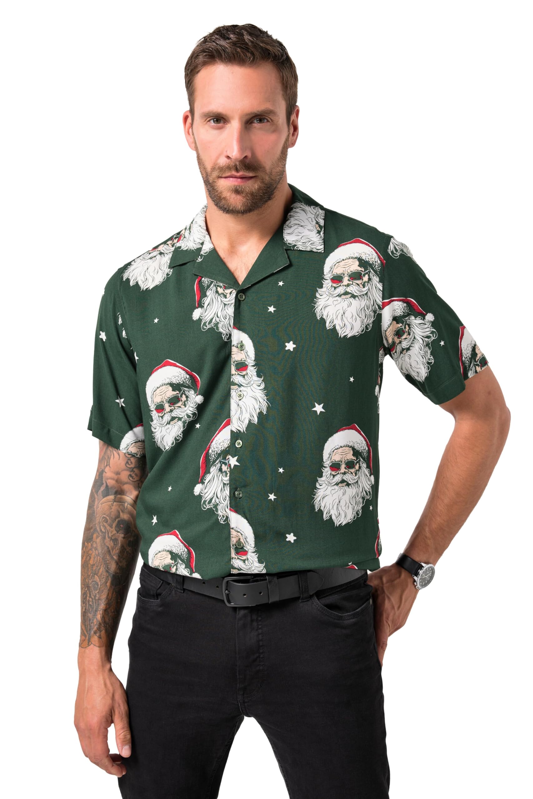 JP 1880 Herren große Größen Übergrößen Menswear L-8XL Hemd, Halbarm, Weihnachten, Cuba-Kragen, Cuba-Fit 832147
