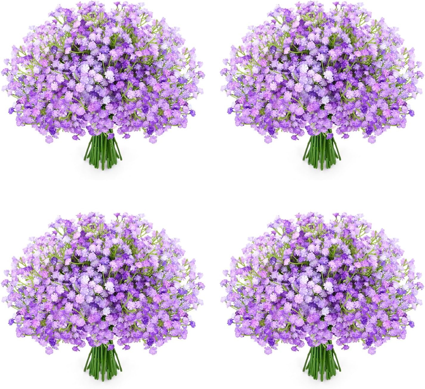 48Pcs Babys Breath Artificial Flowers, Fake Baby Breath Flowers Artificial Bulk Faux Gypsophila Real Touch Flowers for Wedding DIY Bouquet Floral Arrangement Party Home Garden Decor, Purple