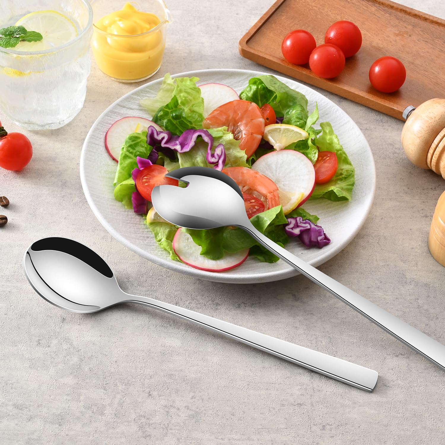 Stainless Steel Salad Servers - 2 Piece Set -6 Stainless Steel Salad Servers - 2 Piece Set -6