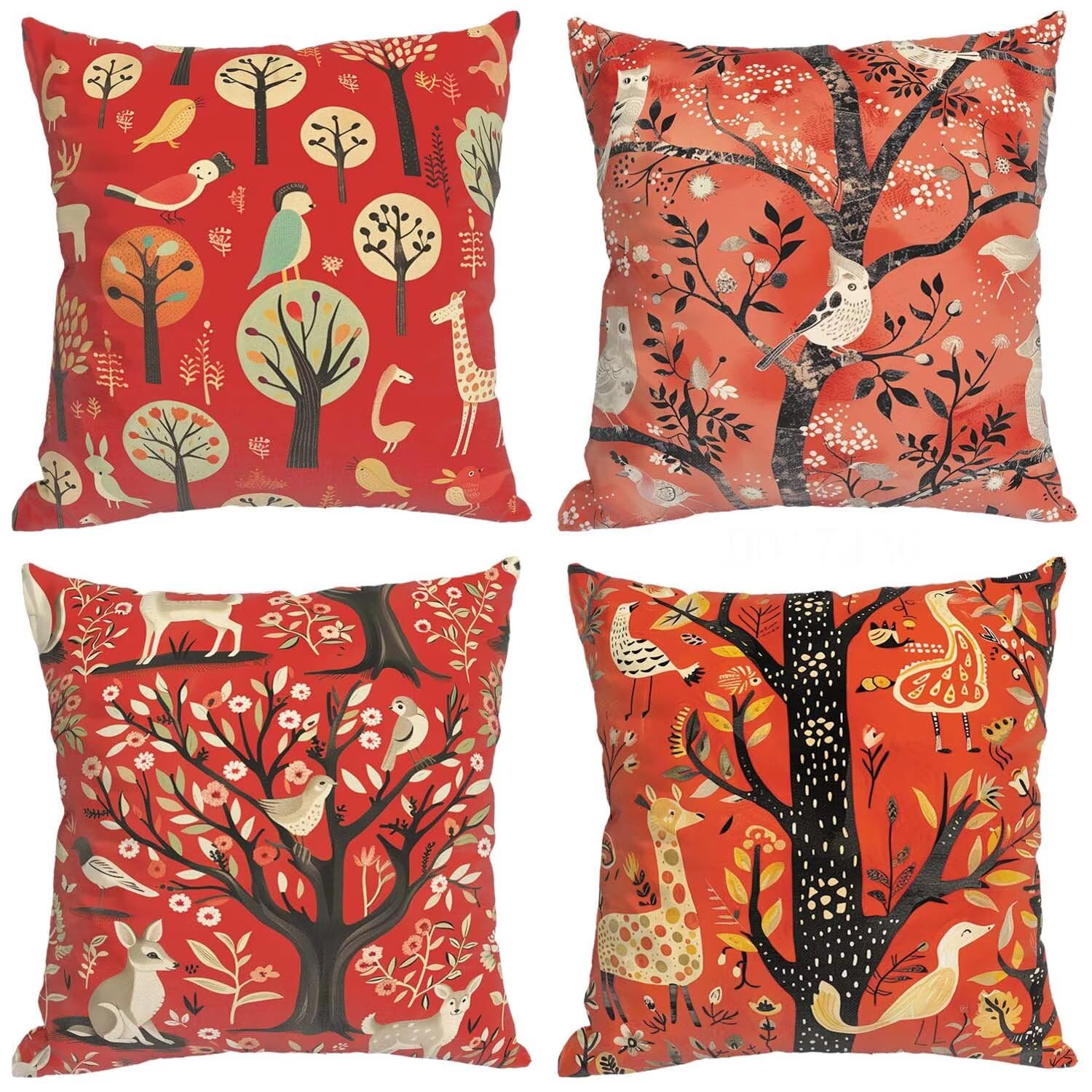 Fundas Cojines SuavesRojo Fundas Cojines Cuadradas Suaves Funda Almohada Cojines Suaves Sillas Jardin para Oficina Jardín Cama Sofá Banco Interior o Exterior Juego de 4 Funda Cojin Bohemia mu-214