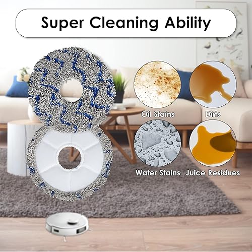 Miniatura 5 de (10 almohadillas lavables y reutilizables para ECOVACS DEEBOT X1 Omni X1 PRO Omni X1 Turbo X1 PlusT10 Omni T10 Turbo, toallitas resistentes para