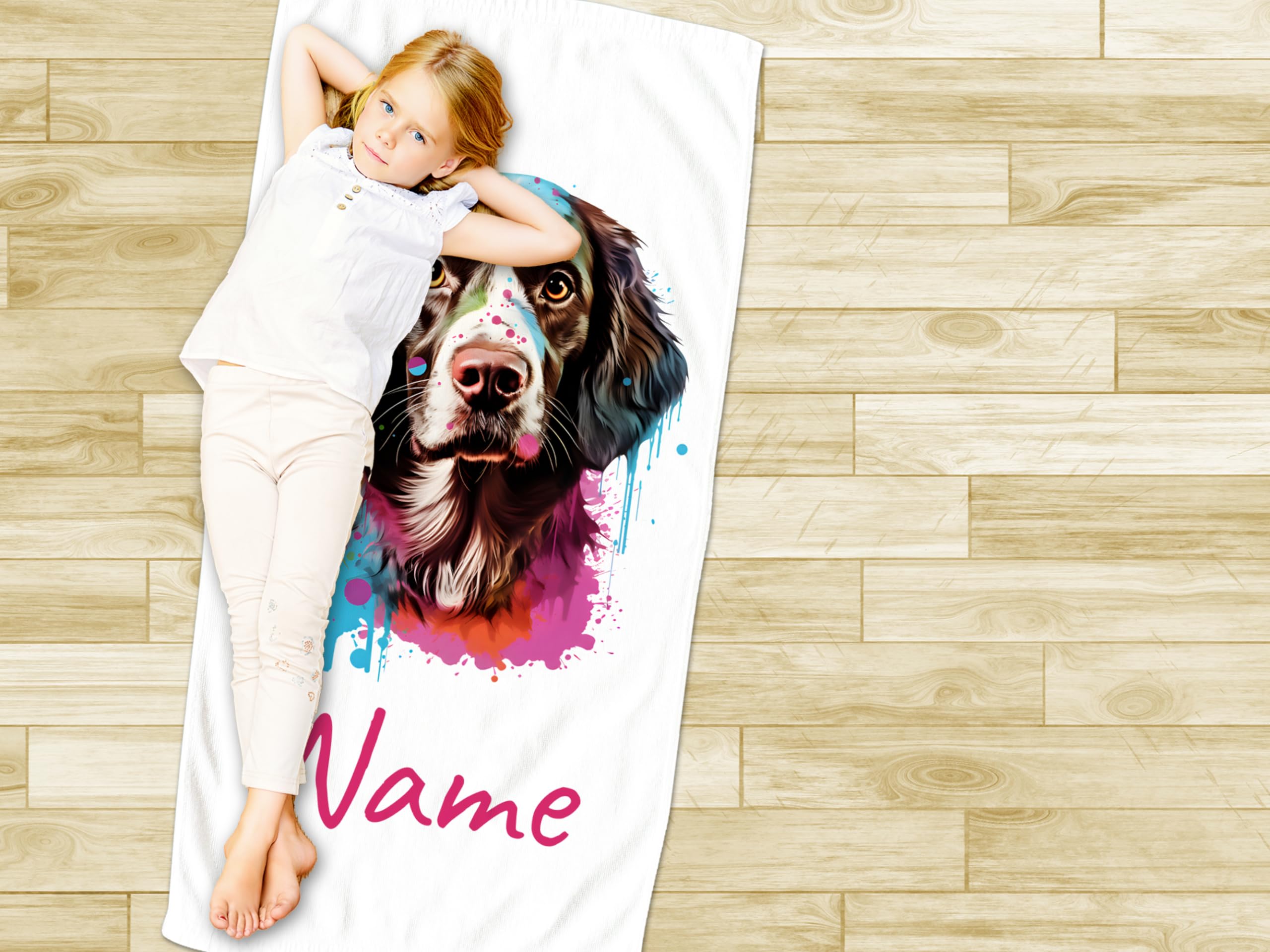 Serviette De Bain Personnalisable Enfant - 100 X 50 Cm, Coton Absorbant, Avec Nom Et Motifs Animaux