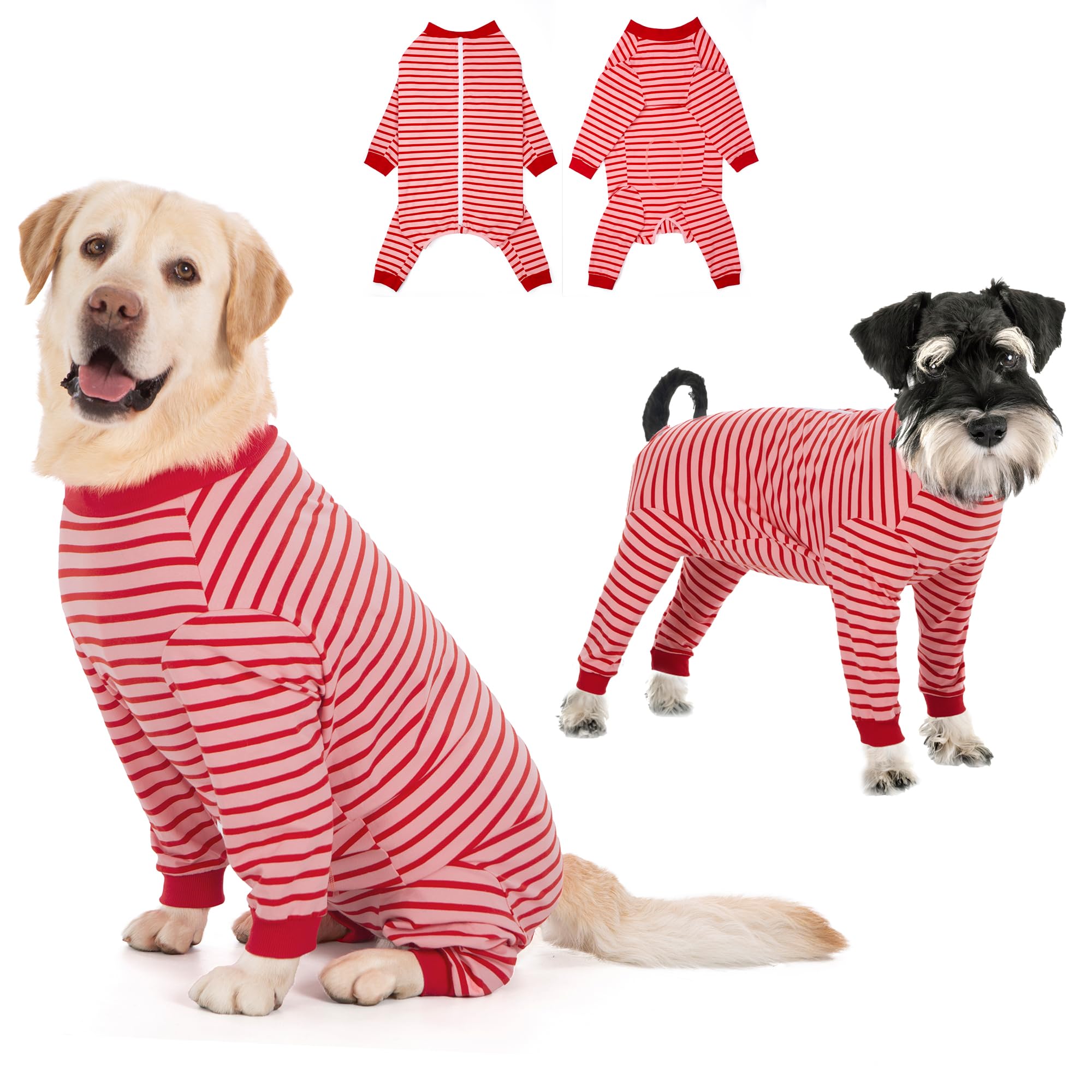 Yeapeeto Dog Onesie Surgery Recovery Suit for Large Medium Bodysuit Dogs Pajamas PJS Full Body for Shedding, Prevent Licking, Wound Protection, Cone Alternative(Red Pink, XL)