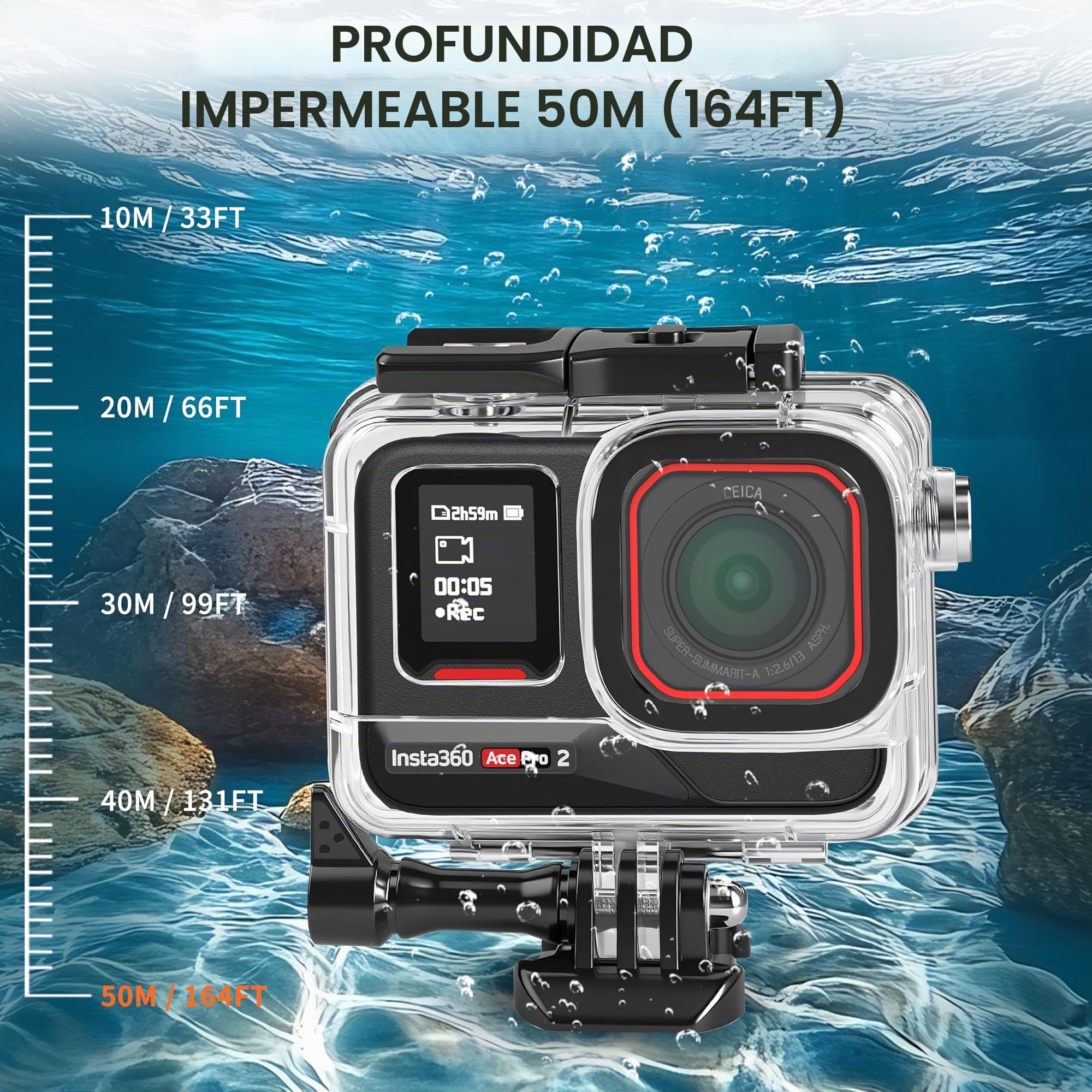 FitStill Kit de Buceo para Insta 360 Ace Pro 2/Ace Pro, 50 M/164 pies, Carcasa Impermeable + Mango de flotabilidad, para fotografía subacuática Ace Pro 2 Accesorios