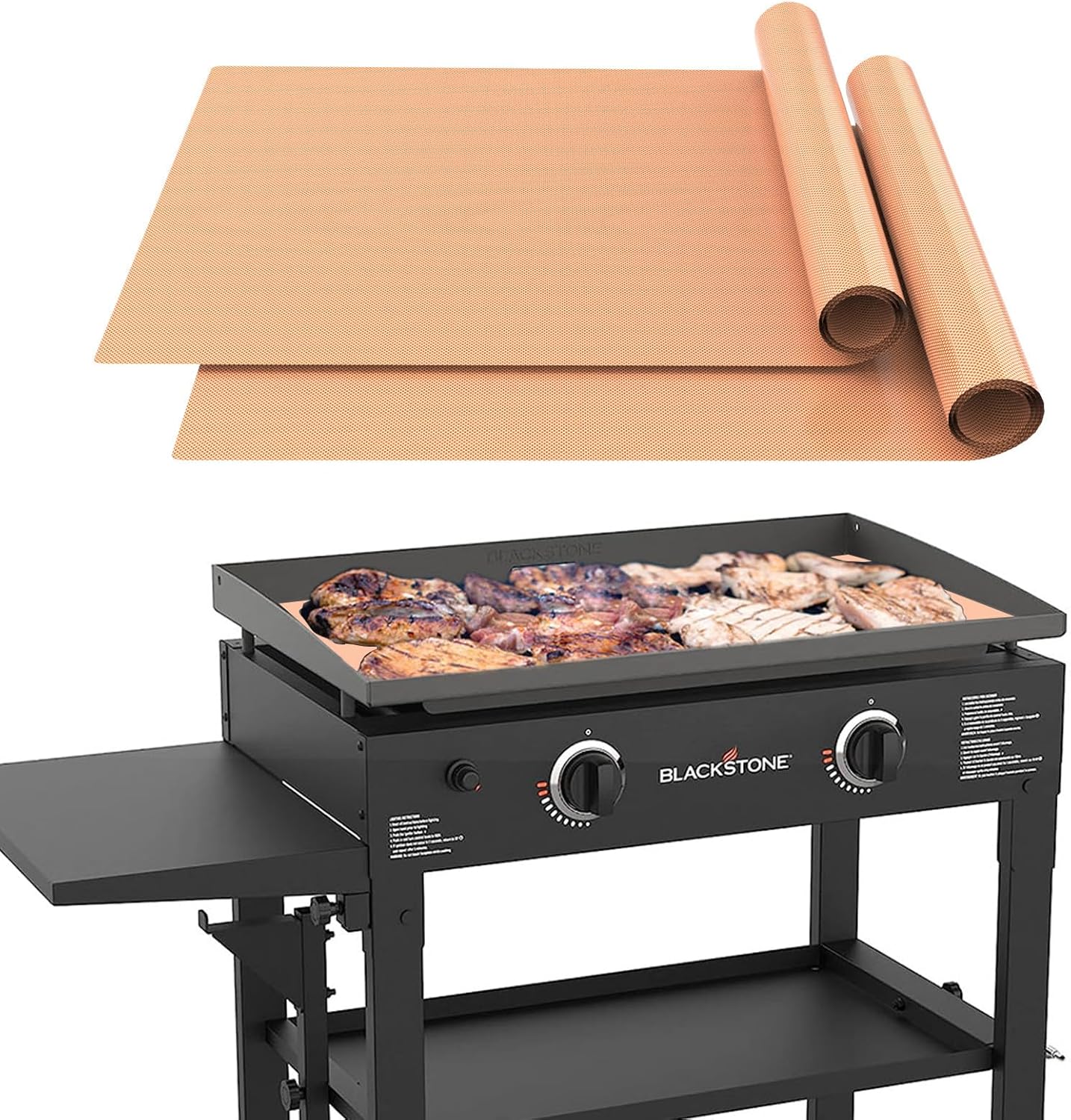 UBeesize 2 Pack Nonstick Copper Grilling Mats for 28 Inch Blackstone Griddle