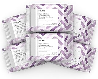 Solimo Make Up Remover Wipes, Night Calming, 25ct (Pack of 6)