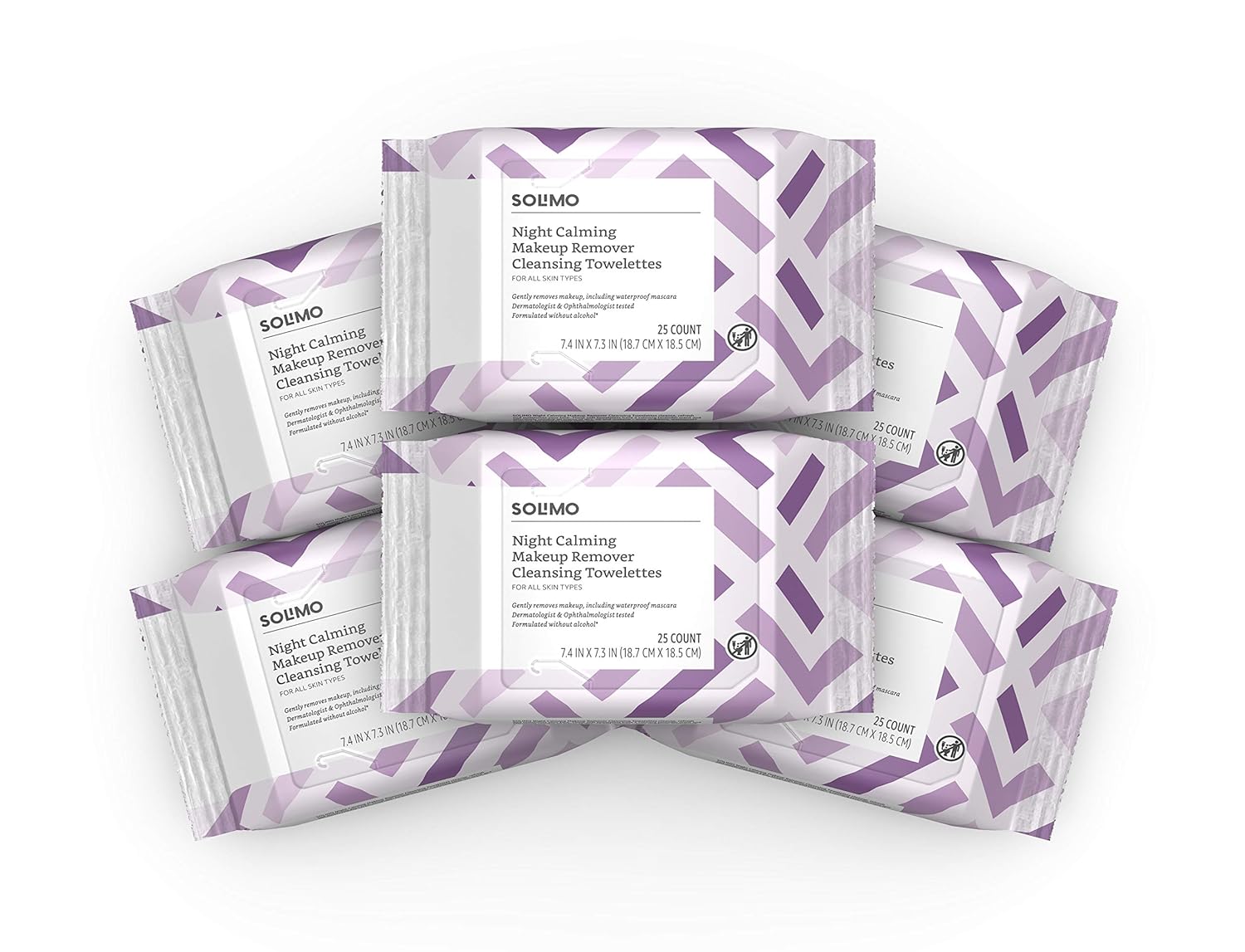 Solimo Make Up Remover Wipes, Night Calming, 25ct (Pack of 6) : Health & Household