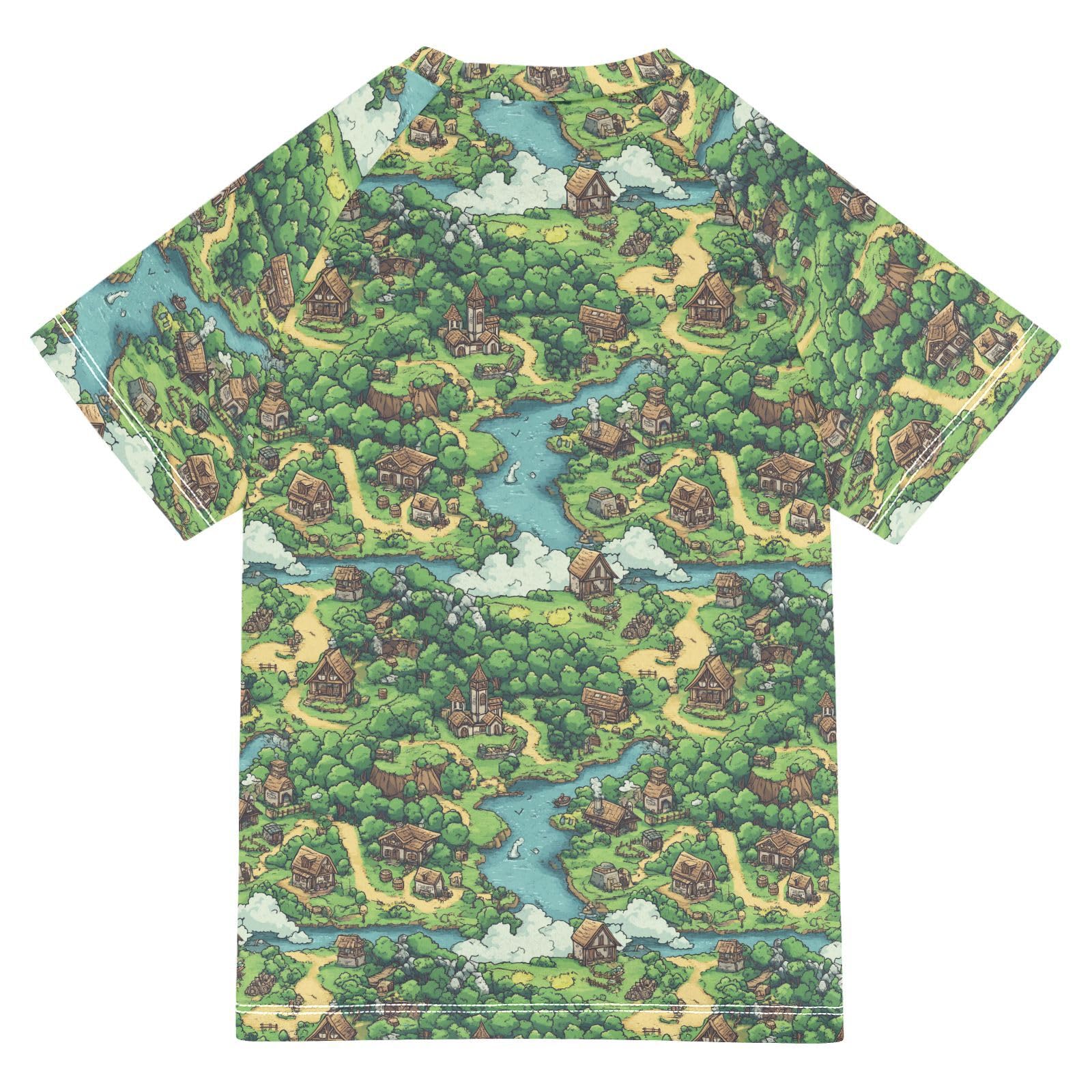 Little Girls Bathing Suitt Short Sleeve Girls Rash Guard Swimsuit 5T Game Map