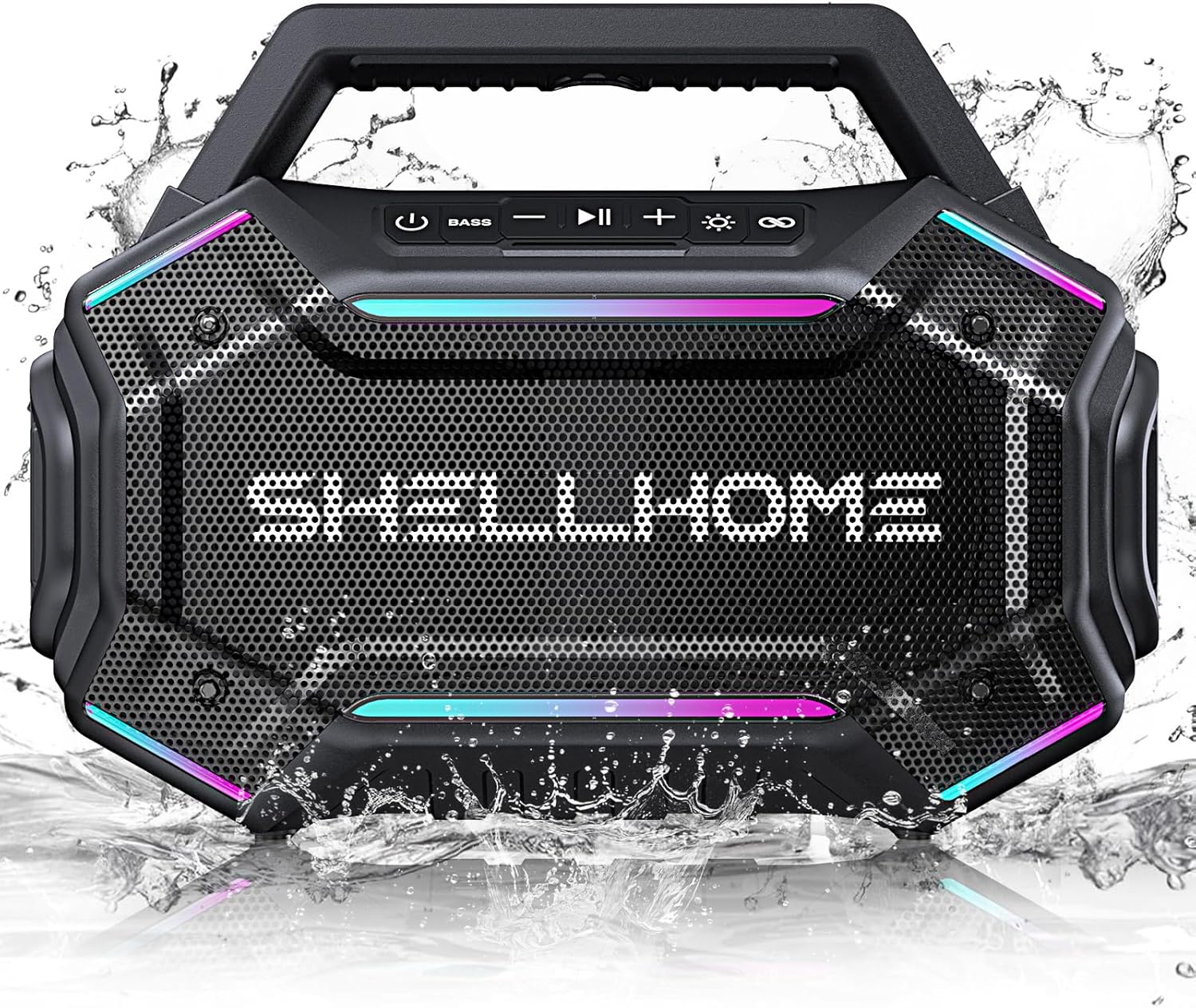 Bluetooth 6.0 Speakers Outdoor, 80W(Peak) Loud Speaker with Bass, 30H Playtime, IPX6 Waterproof, RGB Lights, BassUp 2.0, TWS, Portable Large Jobhttps://megamartspot.shop/ Speakers for Party, Garage