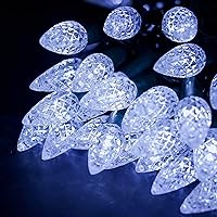 Vista 2 de Twinkle Star Guirnalda de luces de Navidad C6, 50 LED de 17 pies, funciona con pilas, con 8 modos de iluminación, luces impermeables para interiores