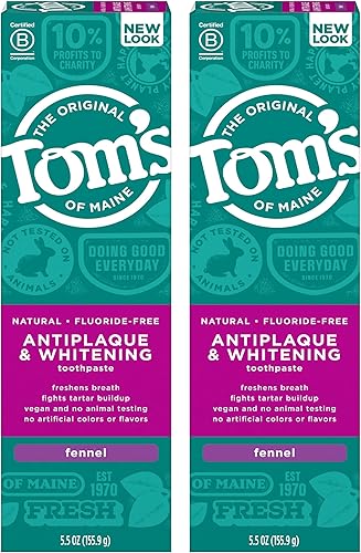 Pasta dental sin fluoruro de blanqueamiento y antiplacas de Toms of Maine