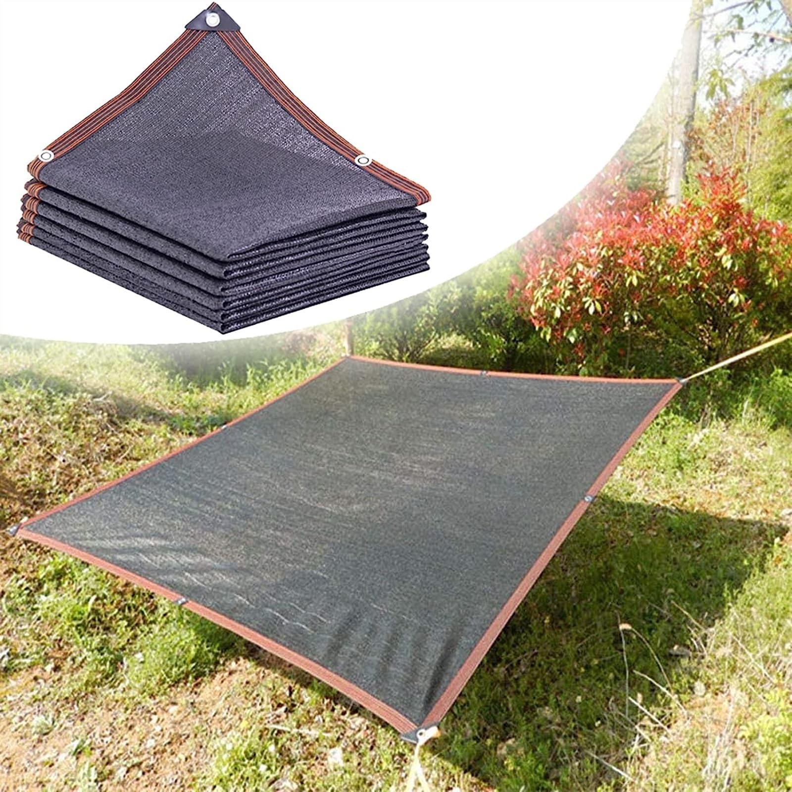 Malla de sombra negra 80% resistente a los rayos UV con ojales para invernadero, tela de sombra para plantas, flores y protección de patio