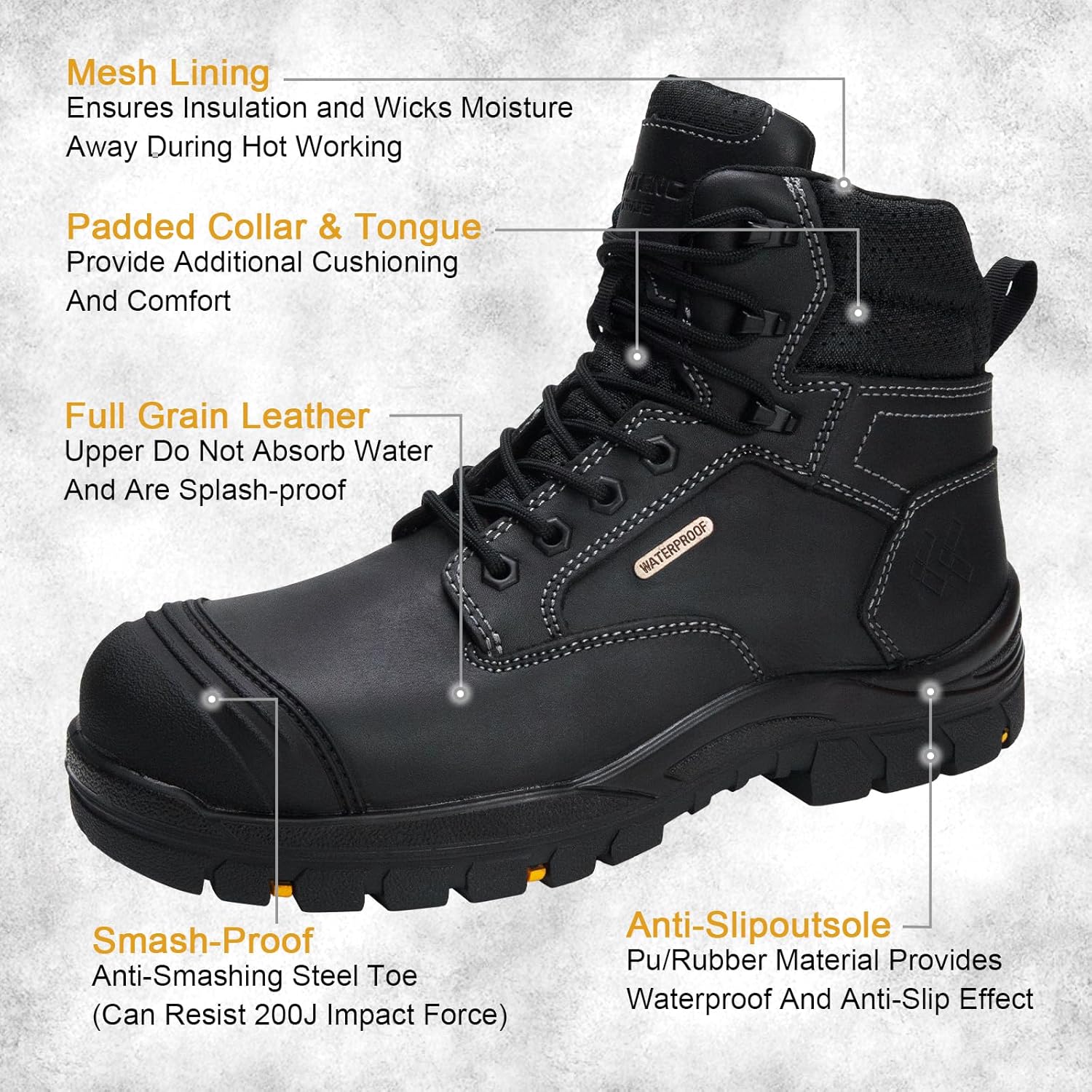 Work Boots For Men Soft Toe, Safety Working Boots For Men
